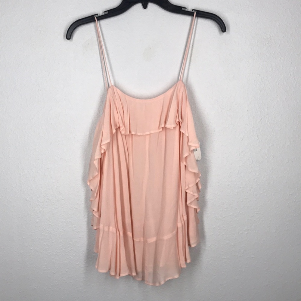 Free People light pink chiffon chemise tank sz XS - Picture 2 of 5